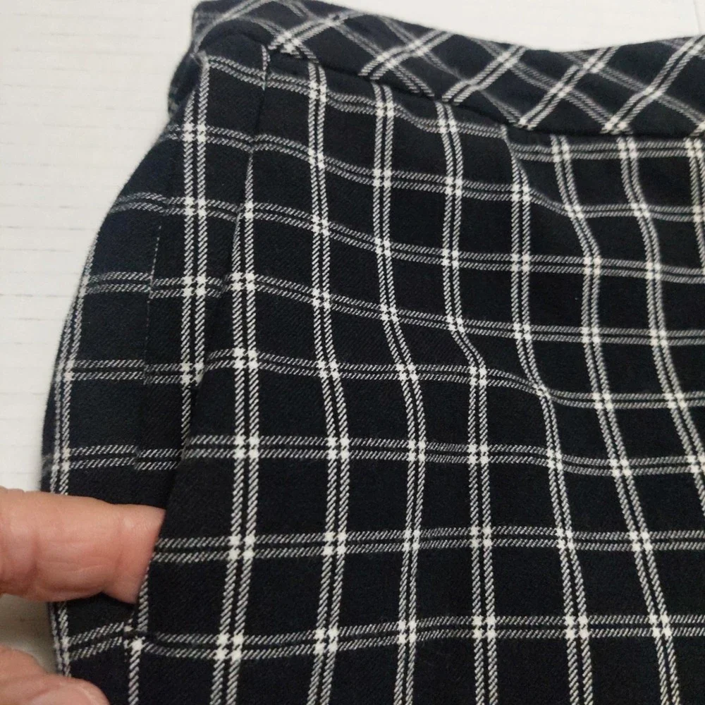 J.Jill Womens 12P Premium Bi-Stretch Crop Pants Black White Plaid Zipper NWOT